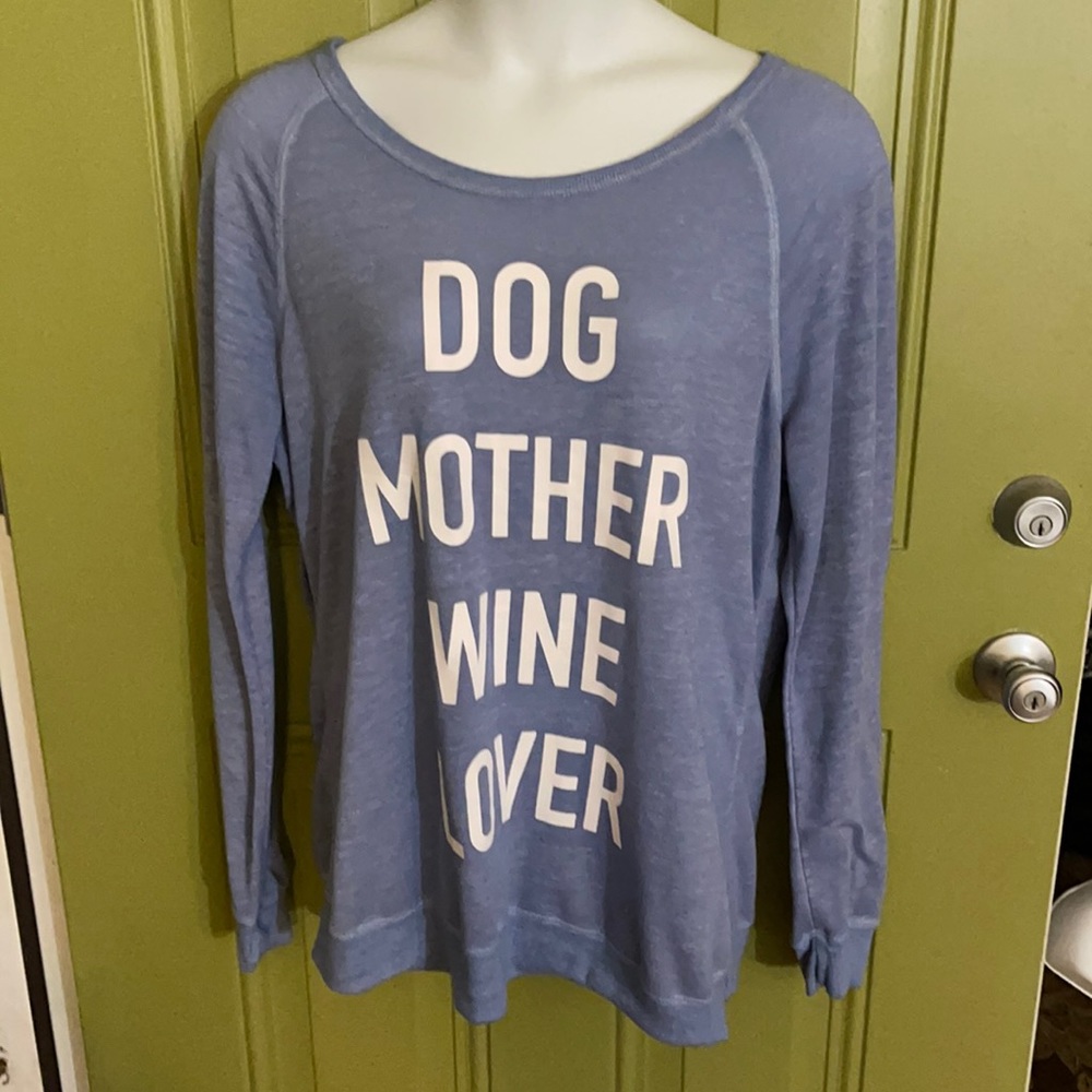 Lightweight Women’s Knit Sweatshirt. Long-Sleeved Round Neck. Blue Size XL